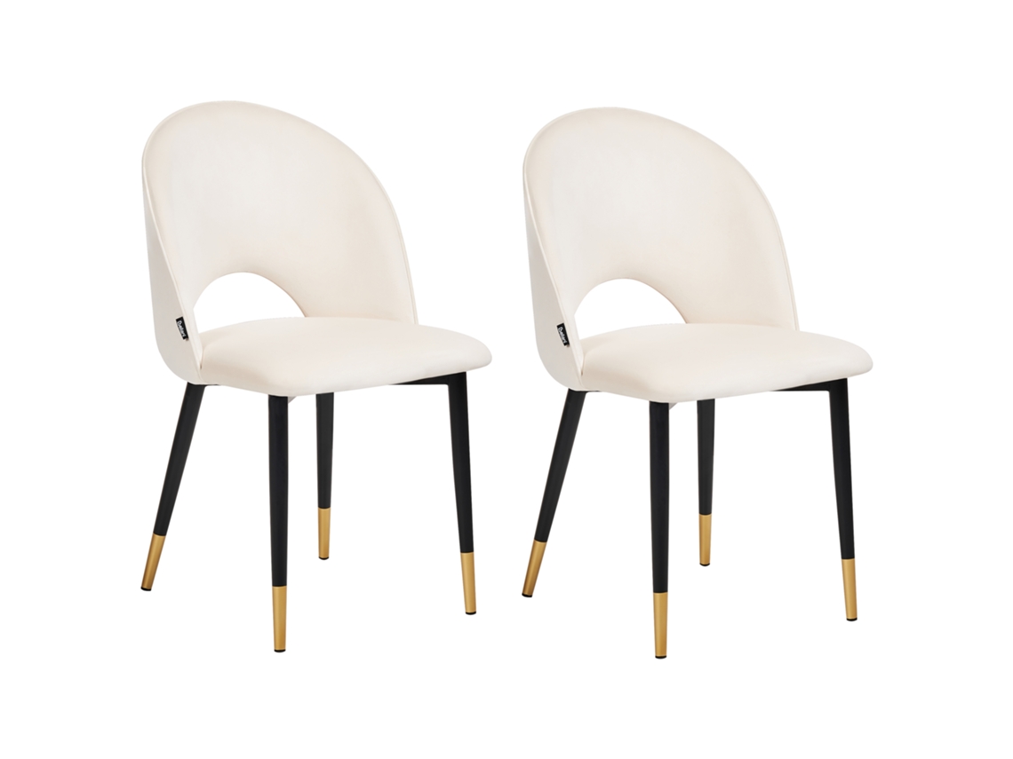 Conjunto com estofado aveludado BELIANI Magalia de Veludo Creme 47x45x84