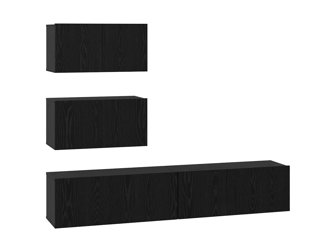 MAISON EXCLUSIVE Conjunto de mueble para TV de 4 piezas, madera procesada de roble negro