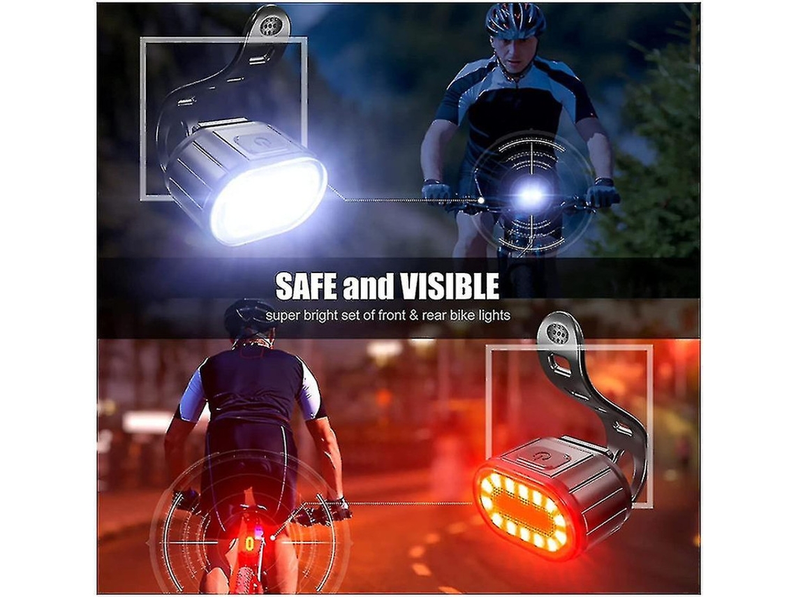 Faro Bicicleta Led Delantero/trasero Negro Yizhood