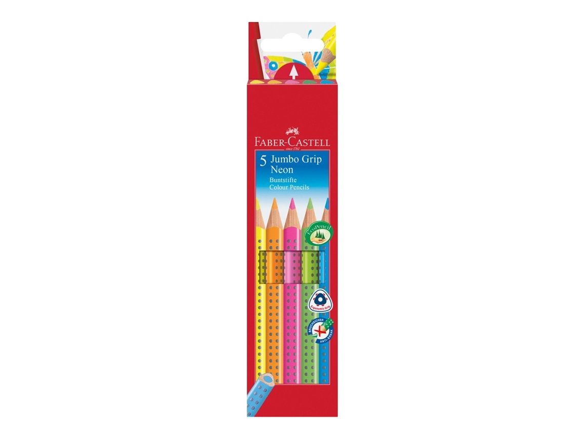 Faber-Castell Jumbo Grip Azul Verde Naranja Rosa Amarillo 5 Piezas FABER CASTELL