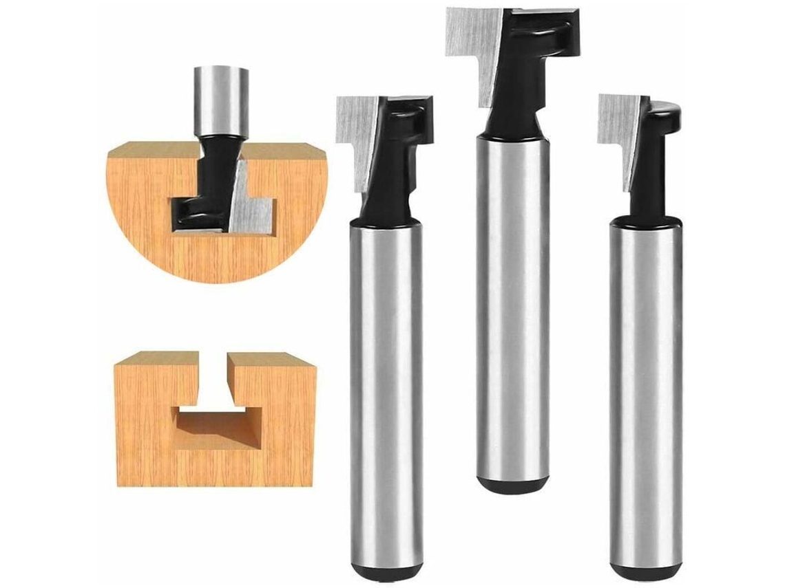 Broca Para Fresadora De Ranura En T De 8 Mm - 3 Piezas (7,93/9,52/12,7 Mm) Broca Con Hoja Para Herramientas De Carpintería