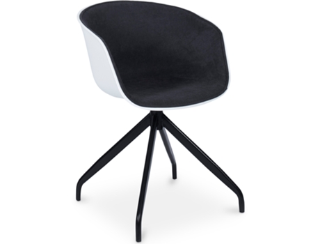 Silla de Oficina Tapizada con Brazos Jodie Silla de Escritorio Blanco y Negro 54x54x72cm PRIVATEFLOOR