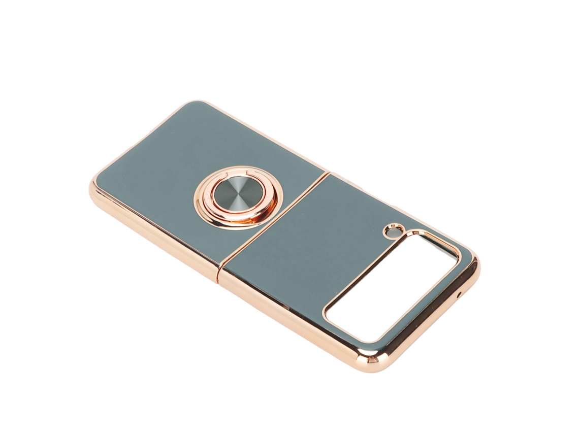 Capa Protetora Para Z Flip 3 Com Suporte De Dedo Giratório 360° E Fixação Magnética Para Carro Cinza