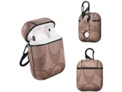 2026-funda Para Airpods 1 Y 2, Accesorios De Airpods Regalo Para Mujer Con Diseño De Cuero Pu Y Carabineros Antipérdida