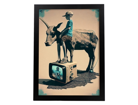NACNIC Poster Un Cuerno En Estilo Surrealismo Cinematográfico Ilustraciones Y Grabados De Historieta Abstracta Y Artística A4 Marcos Blancos