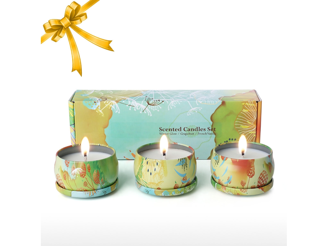 Velas aromáticas, cera de soja natural, 3 unidades, regalo decorativo
