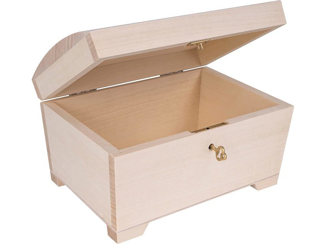 Joyero de madera sin pintar Creative Deco Caja de almacenamiento de madera de 20 x 14 x 12 5 cm con llave Caja de memoria CREATIVE DECO