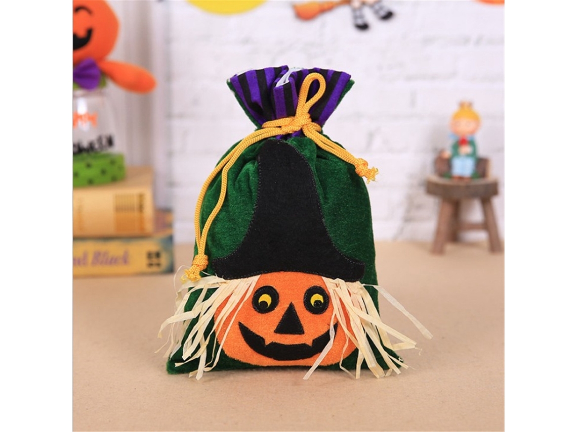 Bolsa portátil con dulces, calabaza y bruja para niños, Halloween