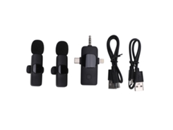 2026-2 Piezas Micrófono Lavalier Inalámbrico 3 En 1 2.4ghz Reducción De Ruido Clip Mini Para Android Ios Grabación Transmisión En Vivo