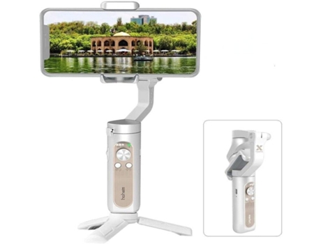 Gimbal SLOWMOOSE 3 Eixos Dobrável Leve de 0,5 Lbs para iPhone 11 Pro Max / Xs / Samsung Blanco