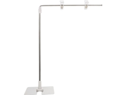 Soporte de mesa ajustable de acero para exhibición de anuncios.