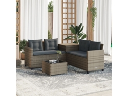 Sofá/mesa de jardín con forma de LC y cojines de ratán gris Lovely Home