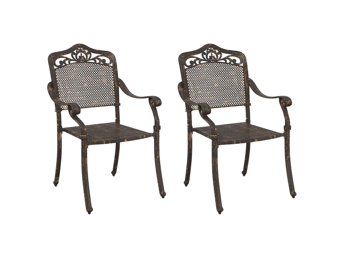 Maison Exclusive - Juego de 2 sillas de jardín de bronce, 55 x 55 x 92,5 cm, aluminio
