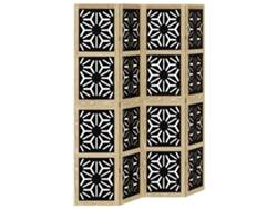 Biombo separador 4 paneles VIDAXL madera maciza Paulownia marrón negro