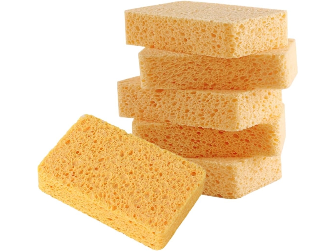 Esponja multiusos para limpieza del hogar, 2,5 cm, amarilla, suave y reutilizable, para lavar platos, ollas y superficies - Vayotoy