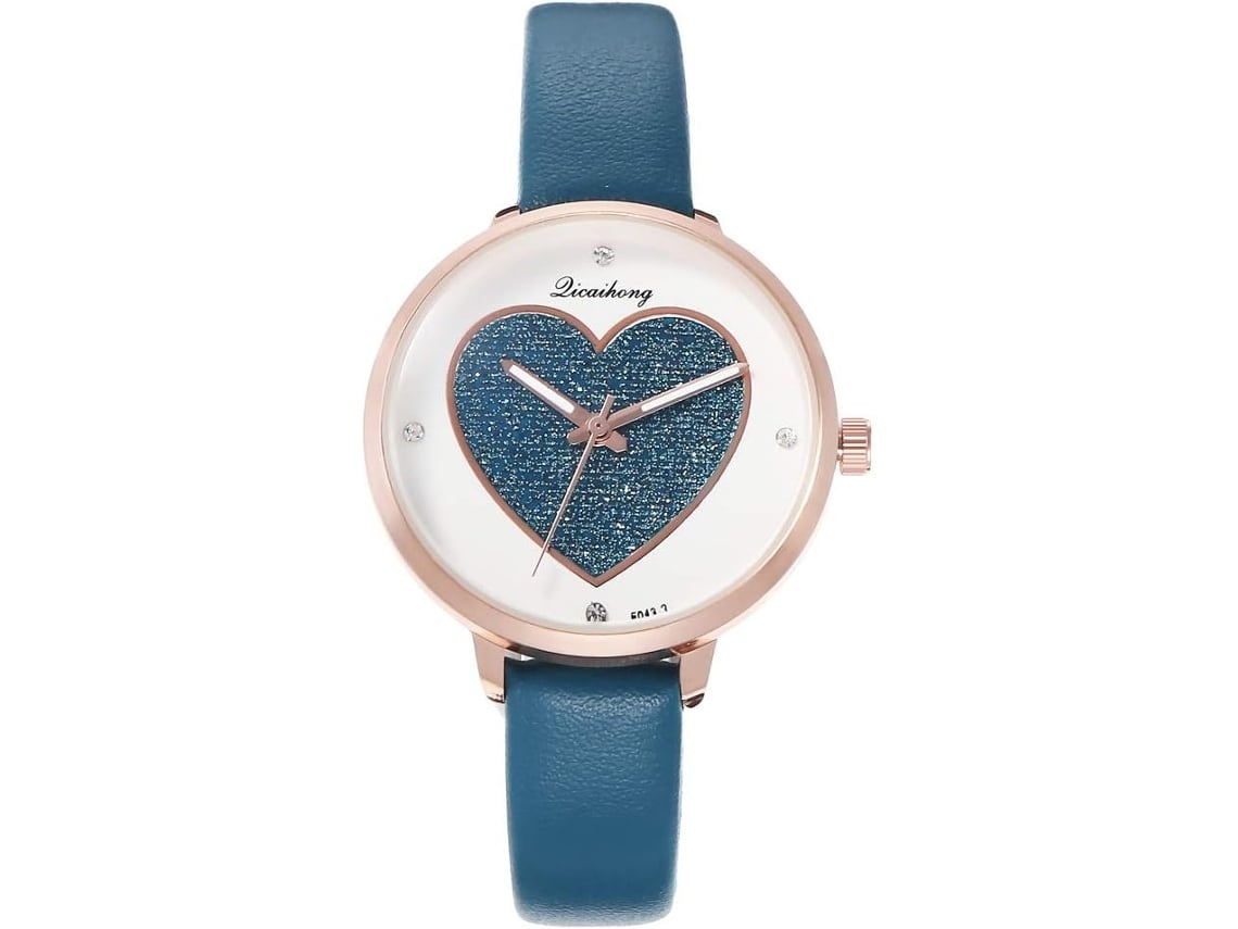 Reloj Casual Femenino Durazno Corazón Esfera Correa Reloj Cuarzo Simple Yuysan