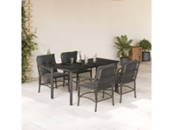 Juego de comedor de jardín de 5 piezas DKD Home Decor con cojines de mimbre gris