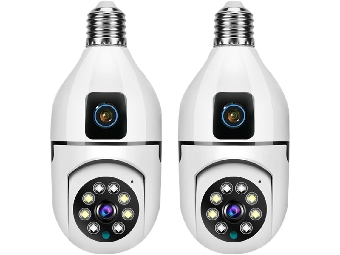 Cámara De Seguridad 4k Ptz Wifi Con Doble Lente Y Pantalla, Bombilla E27, Tuya Smart Life