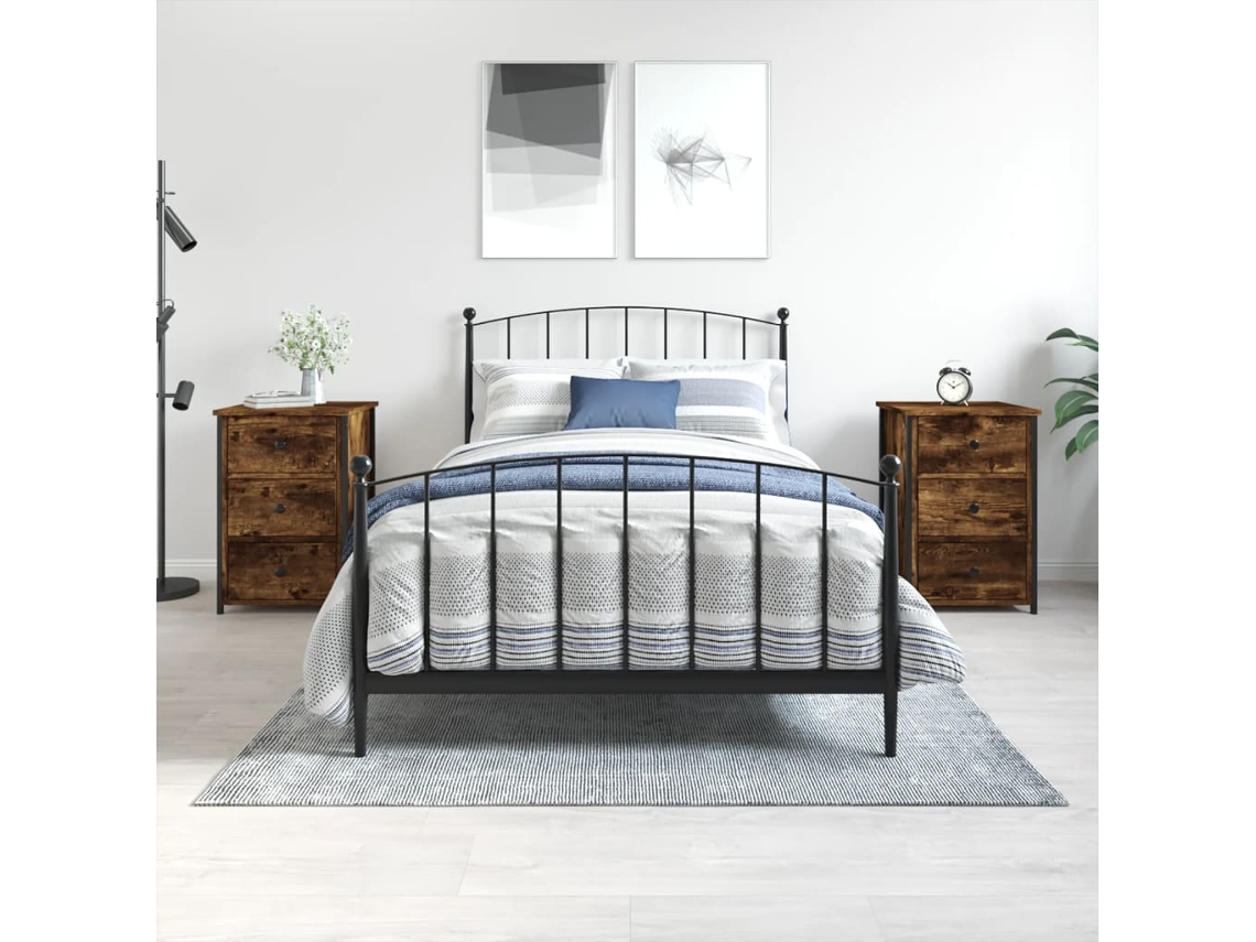 Mesitas de Noche 2Pzs Derivados de Madera Roble Ahumado