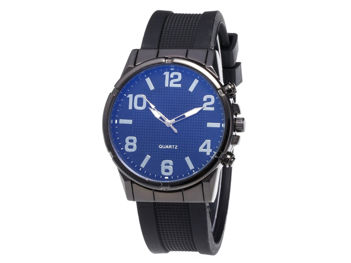 Reloj De Cuarzo Con Correa De Silicona Unisex Dial Redondo Numeral Zhoulianfa (negro Azul)