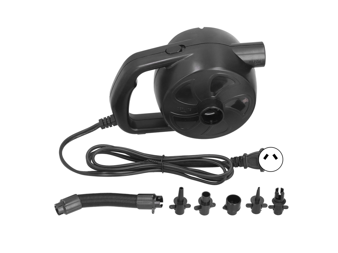 Bomba de aire eléctrica portátil multifunción de 300 W con bajo nivel de ruido y adaptador de 220 V para Australia.
