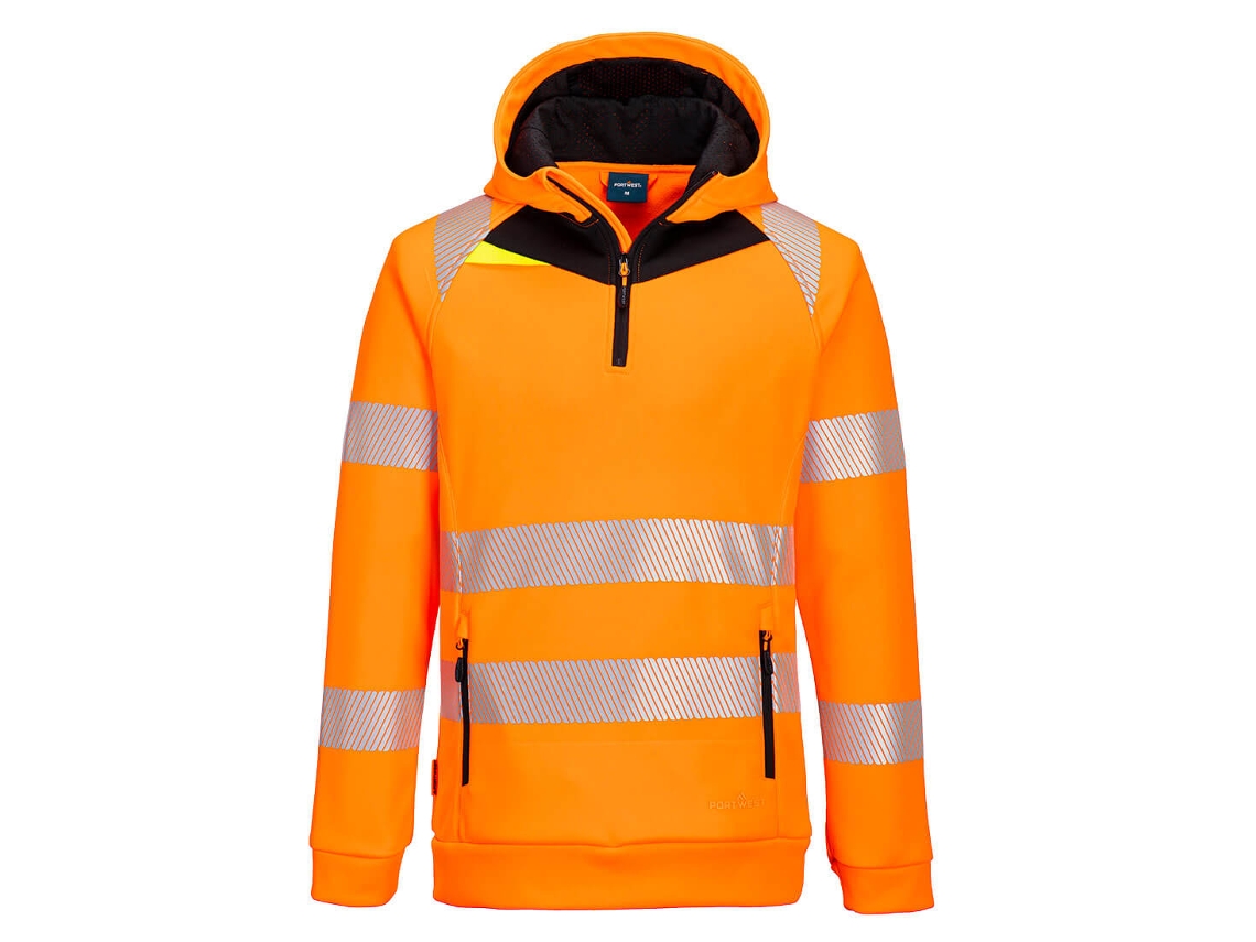 Sudadera Con Capucha Dx4 Hi-vis 1/4 Zip Para El Invierno Naranja Negro / Xxxl