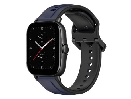 Correa de reloj inteligente para Amazfit GTS 2E 20 mm Bucle convexo de silicona bicolor (azul medianoche + negro)