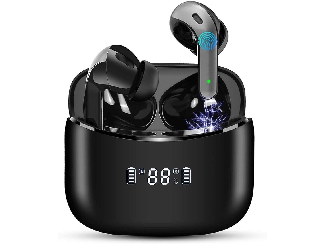 YEMAESRE Auriculares Estéreo Sin LCD Control Táctil Micrófonos Incorporados Bluetooth Tela Negro