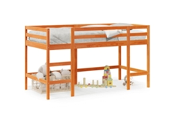Cama Alta Infantil con Escalera 80x200cm Pino Macizo Marrón Miel Dkd Home Decor