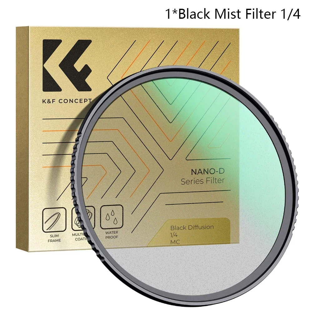 Filtro difusor de niebla negra de 1/8 1/4 con película verde suave, 58 mm