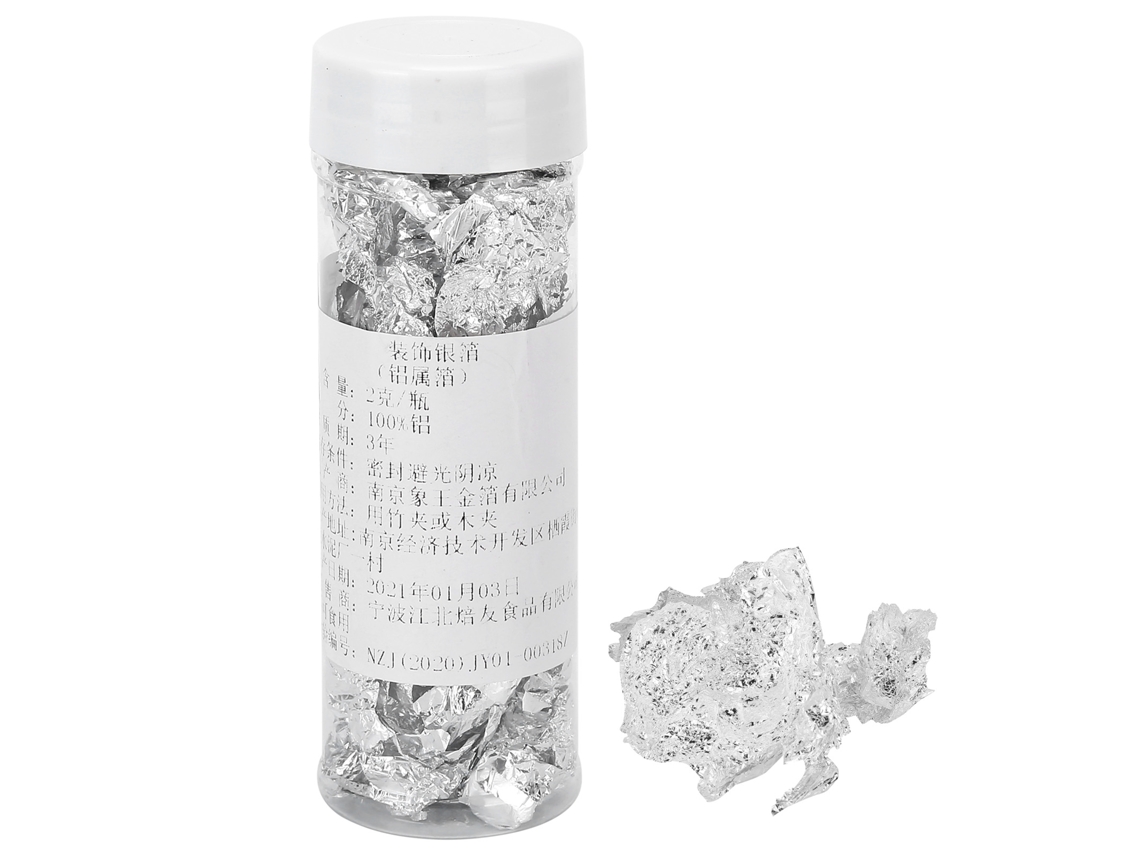 2 g de hojuelas de hoja de plata no comestibles para decorar pasteles, chocolates y manualidades