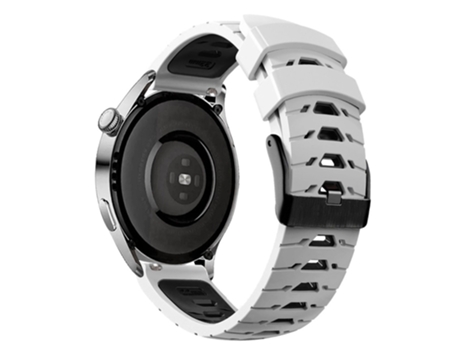Correa de Silicona color dual con agujeros trapezoidales de tres filas para Huawei Watch GT Runner/Garmin Venu 2/Vivoactive 4 - blanco/negro