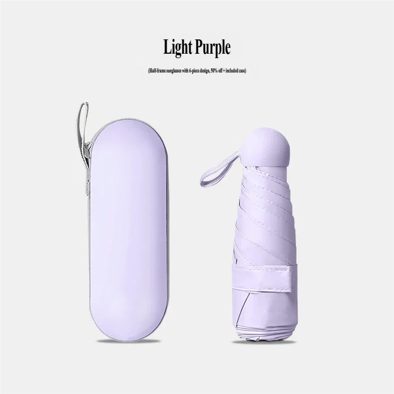 (morado 6k) Mini Paraguas Integrado Con Protección Uv Y Revestimiento De Protección Uv
