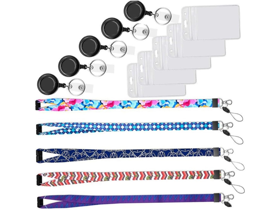 De Proteção Nuobesty Com 5 Peças - Transparente Com Cordão, Capas Resistentes A Arranhões Para Crachás E Documentos De Trabalho.