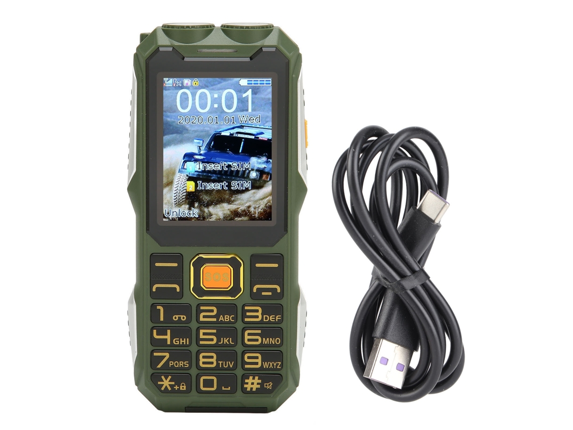 Teléfono Aetheria desbloqueado Dual SIM 2G para personas mayores con batería de 16800 mAh, teclas grandes, color verde.