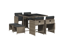 Maison Exclusive - Set Comedor Jardín 9 Pzas Y Cojines Ratán Sintético Gris
