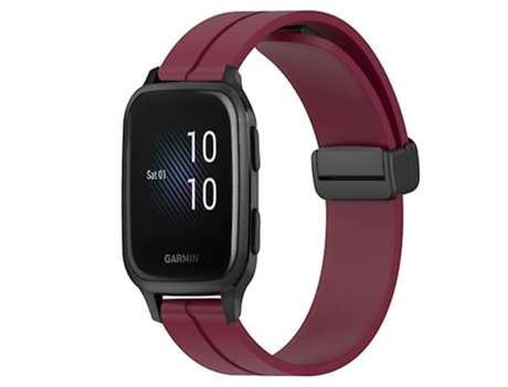 Correa para Garmin Venu Sq 2 20 mm Color sólido Cierre magnético Correa de Reloj de Silicona Rojo Vino VENISYMLIS
