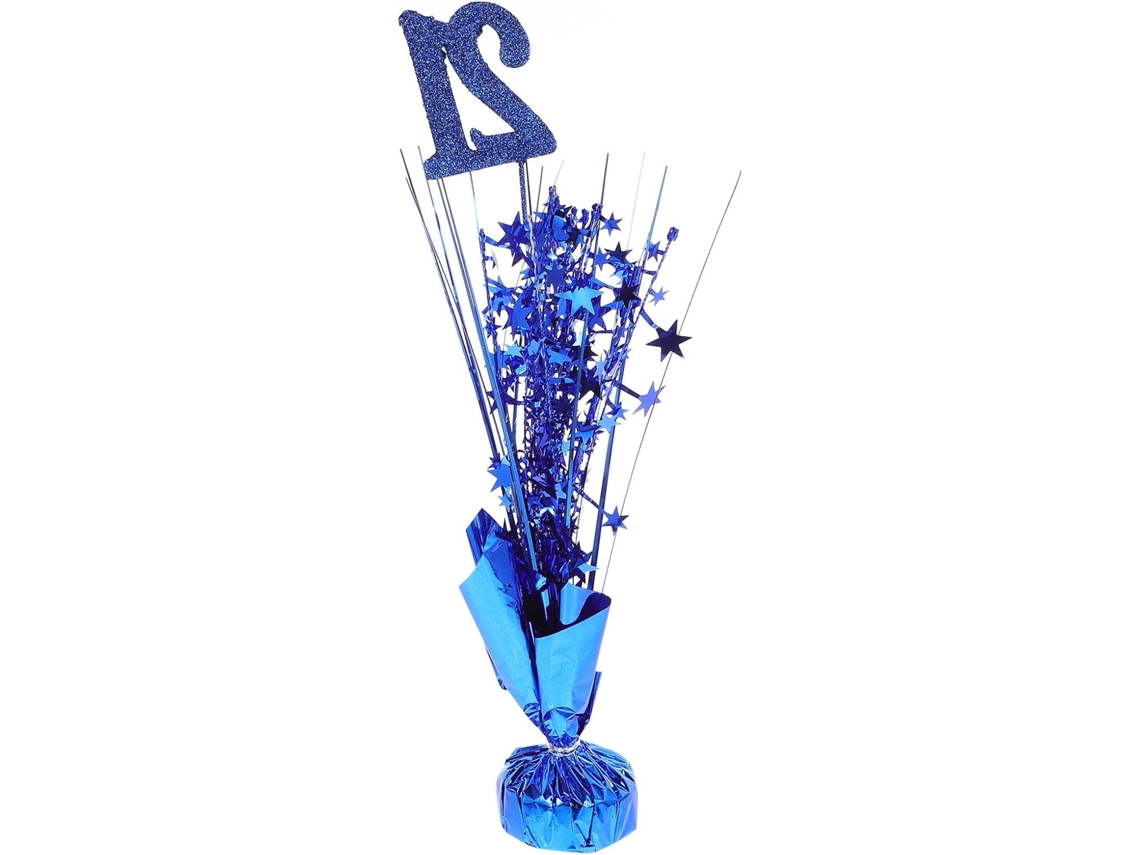 Letrero De Número Azul De Papel De Aluminio Para La Decoración De La Mesa De Cumpleaños.