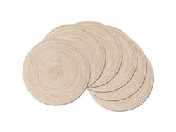 Set De 6 Manteles Redondos Tejidos Lavables Resistentes Al Calor Antideslizantes Para Mesa De Cocina 38cm Beige