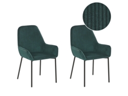 Conjunto de 2 cadeiras de jantar em estilo glamour BELIANI Loverna de Bombazine Verde 46x54x89