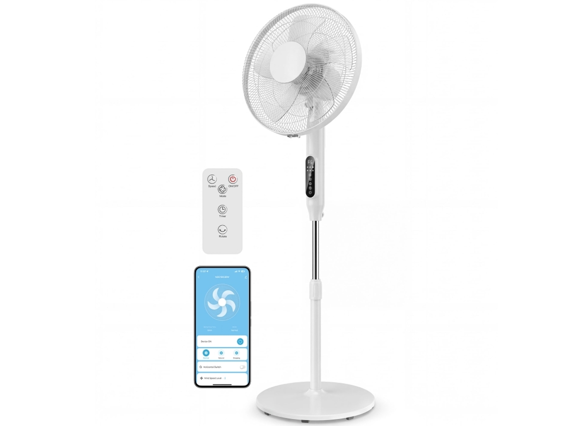 Ventilador De Pie Rolipo Mando A Distancia Por Wi-fi Altura Regulable 3 Velocidades 3 Modos