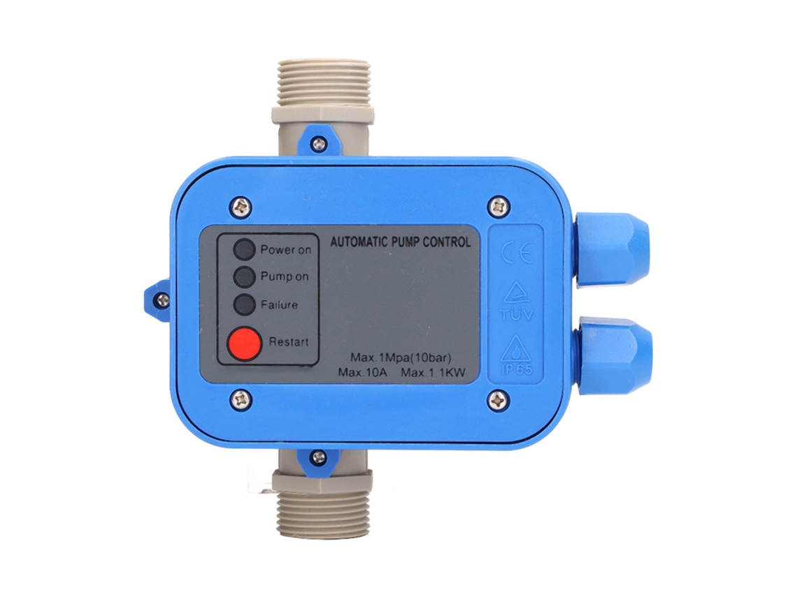 Interruptor de control de presión para bomba de agua 1,5-3,0 bar, resistente al agua, ajustable, 110-120 V, 0,75 kW, azul grisáceo
