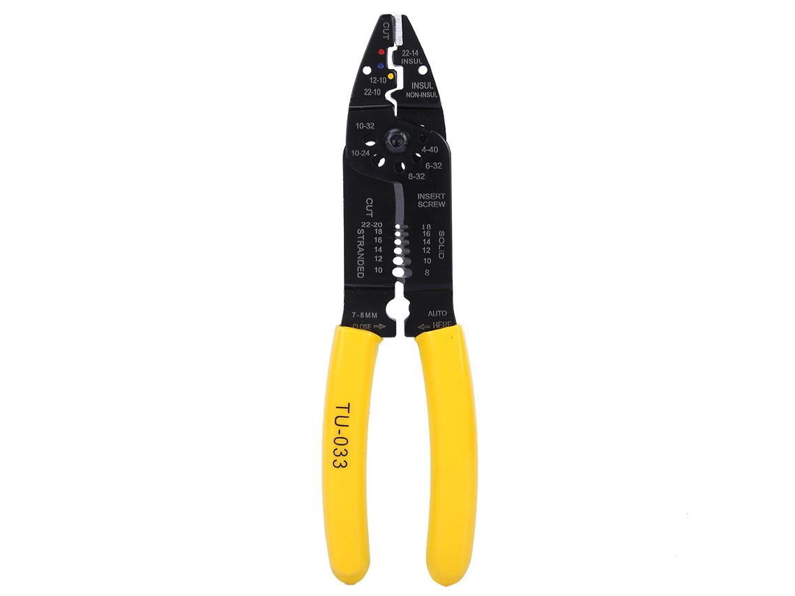 Herramienta Para Prensar Y Pelar Cables De Acero Al Cromo-vanadio Awg 8-22 Con Mango Manual.