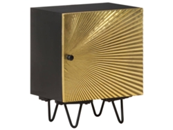 Mesita de Noche con Frente Bronze 40X30X50 Cm Mango Maciza