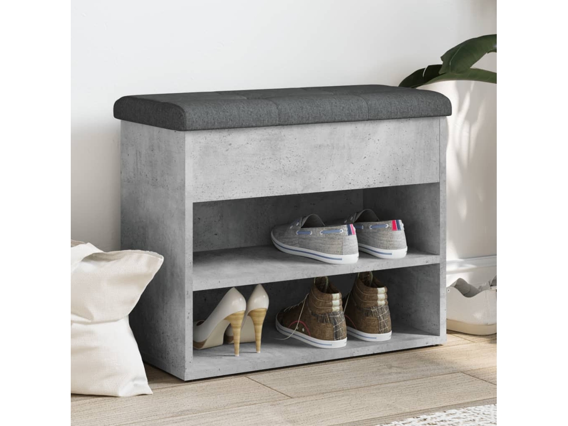 Mueble Zapatero | Banco Zapatero Madera De Ingeniería Gris Hormigón 62x32x50 Cm