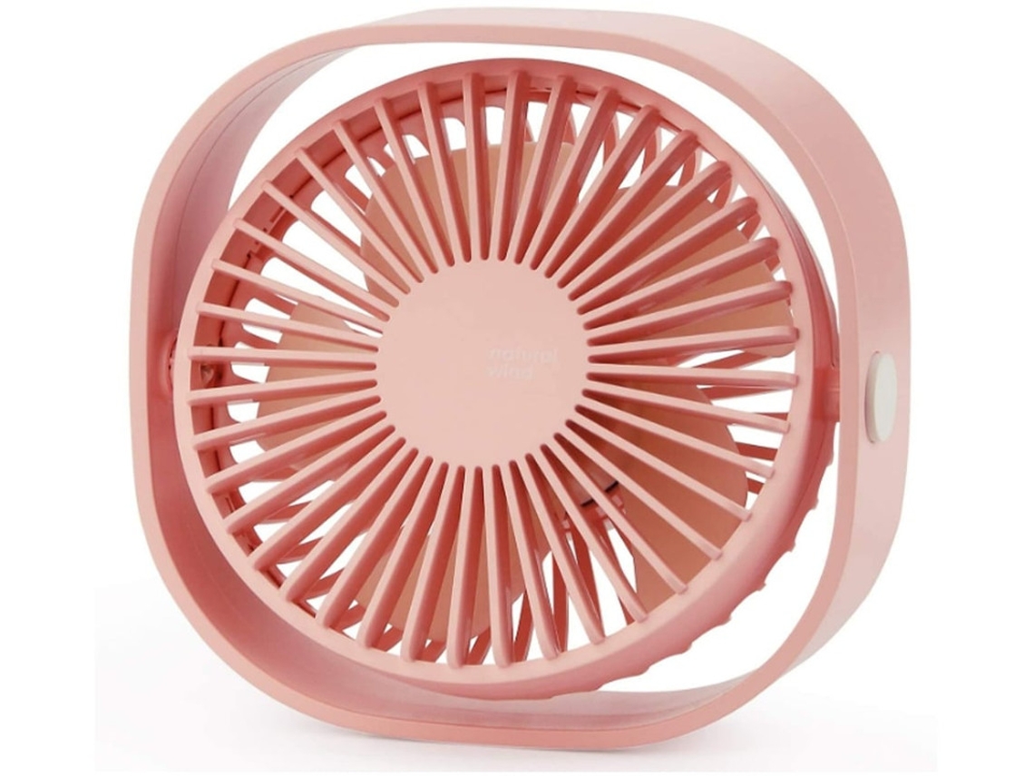Mini ventilador de mesa USB de 3 velocidades y 360°, color rosa Yizhood