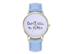 Reloj De Cuarzo Con Correa De Cuero Pu Unisex Zhoulianfa Azul Claro