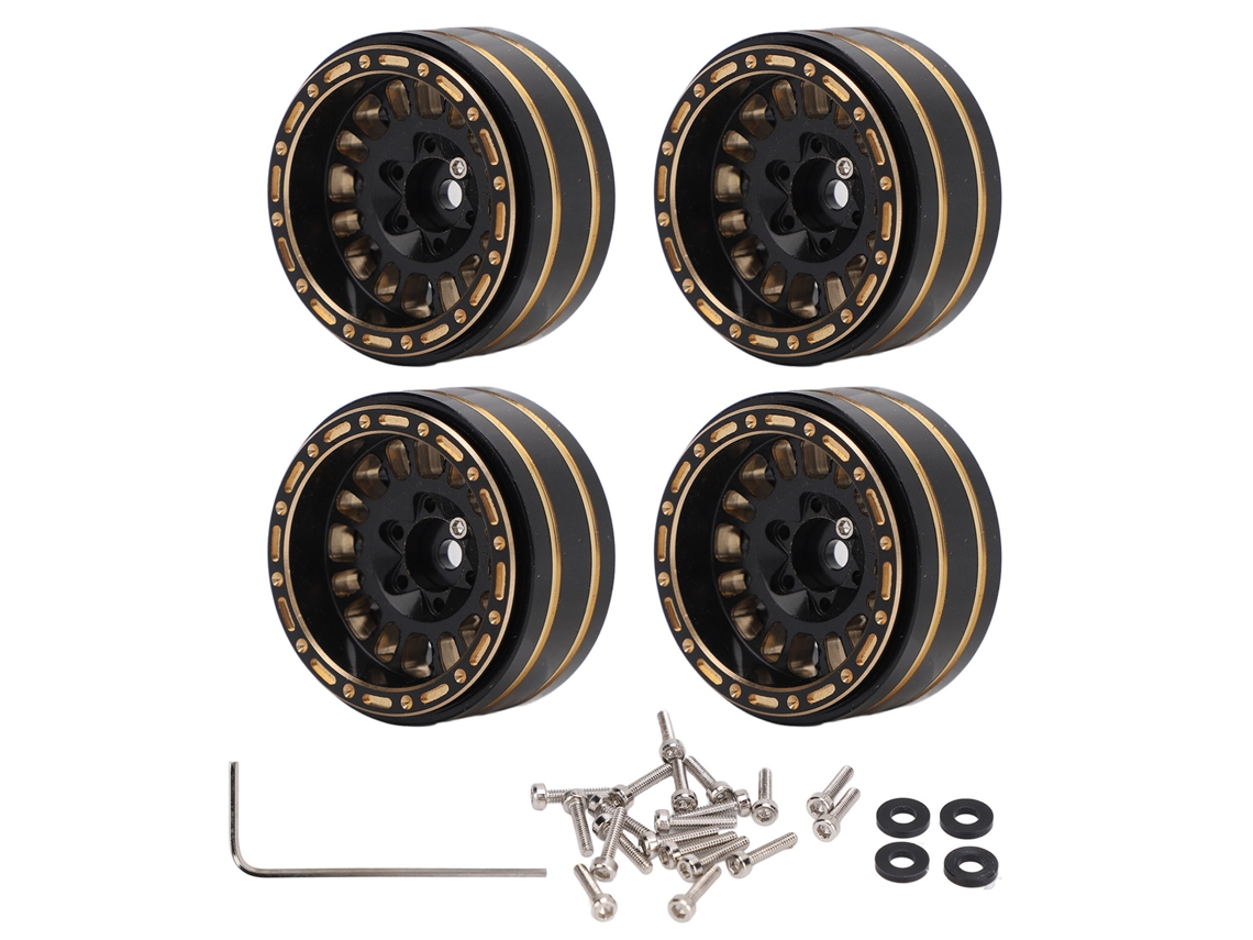 Juego De 4 Llantas Beadlock De Latón De 1,2 Pulgadas (35,5 Mm) Para Coche Rc Scx24 Fms24 1/24
