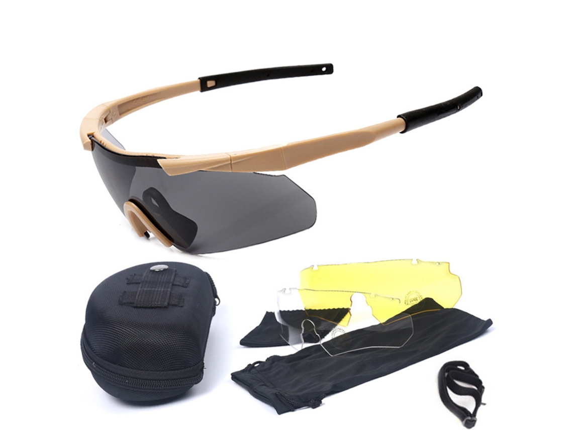 Gafas tácticas SIURN resistentes a impactos con 3 lentes intercambiables.