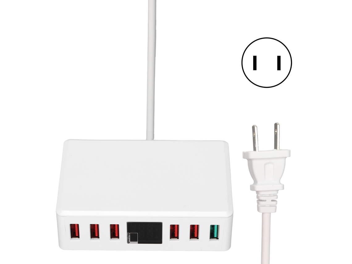 Aetheria T9+ Hub USB de 6 puertos, cargador QC 3.0, estación inteligente de 40 W con pantalla